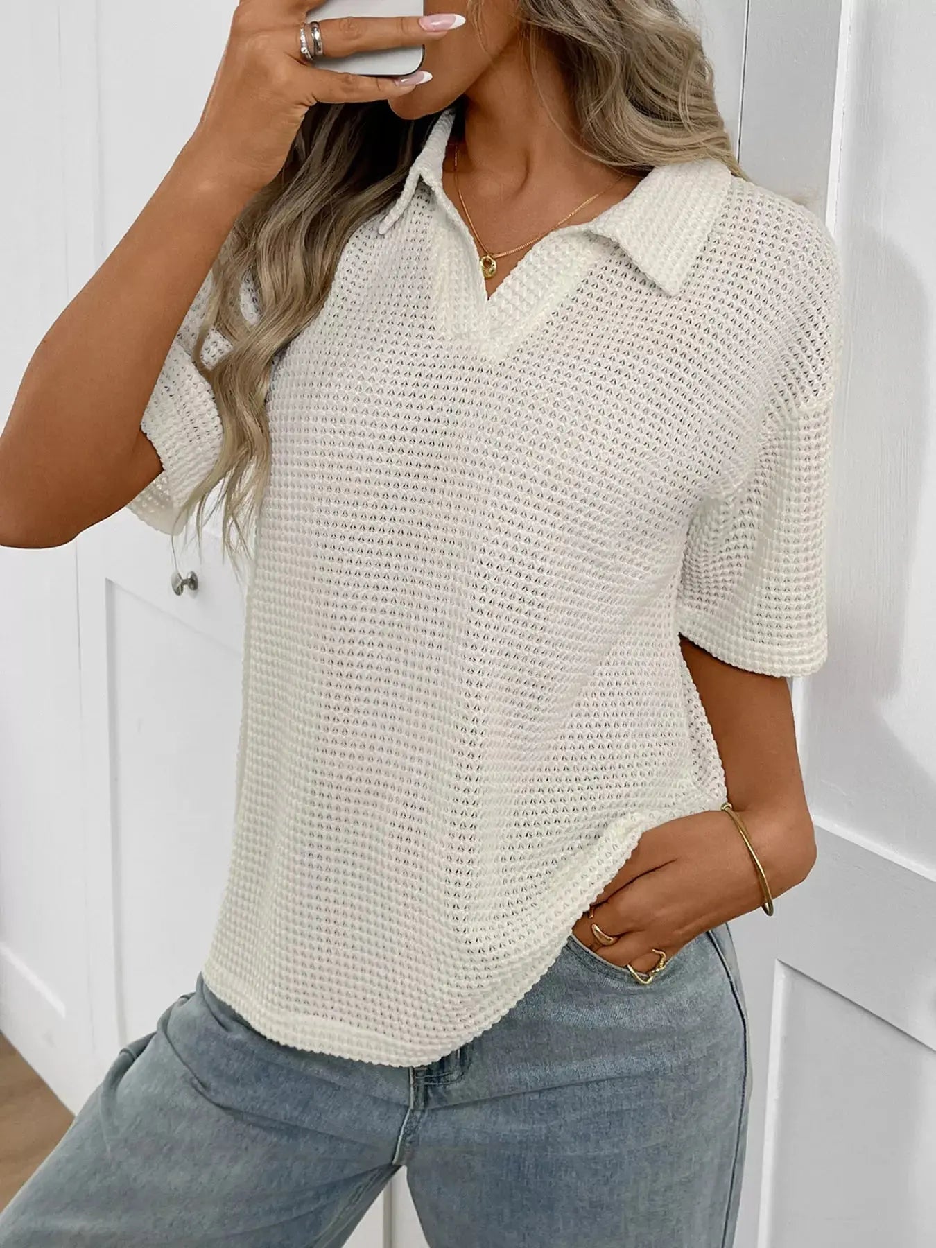 Striped Knit Short Sleeve Top Simply Love