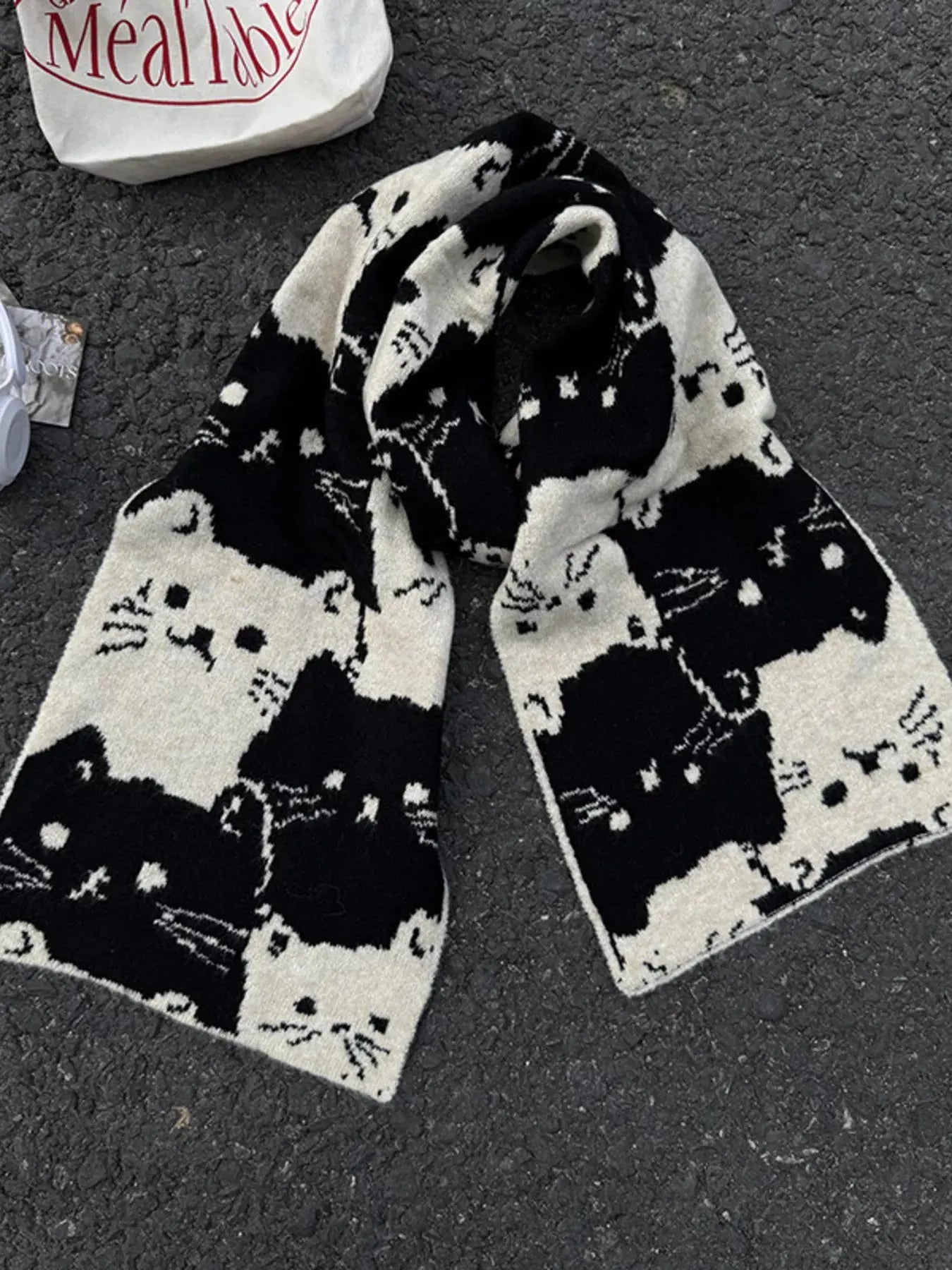 Cute Cat Pattern Knitted Scarf Simply Love