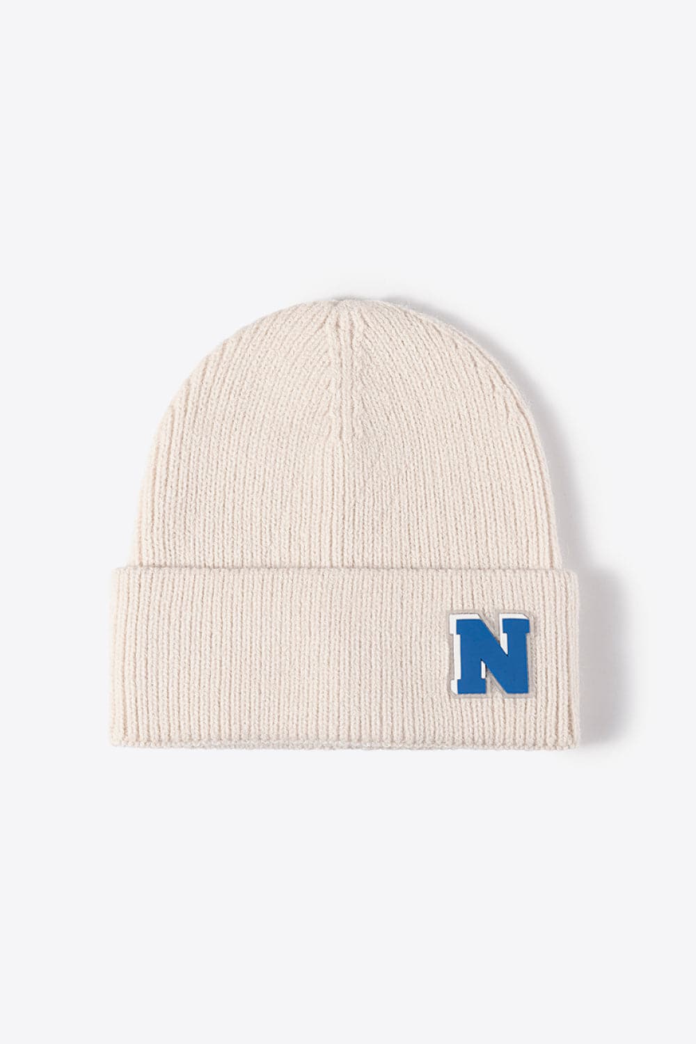 Letter N Patch Cuffed Knit Beanie.