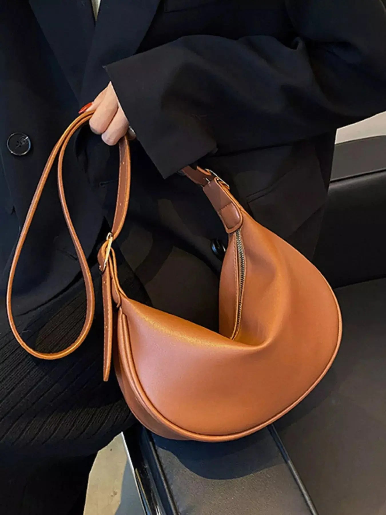 Adjustable Strap Crescent Crossbody Bag Simply Love