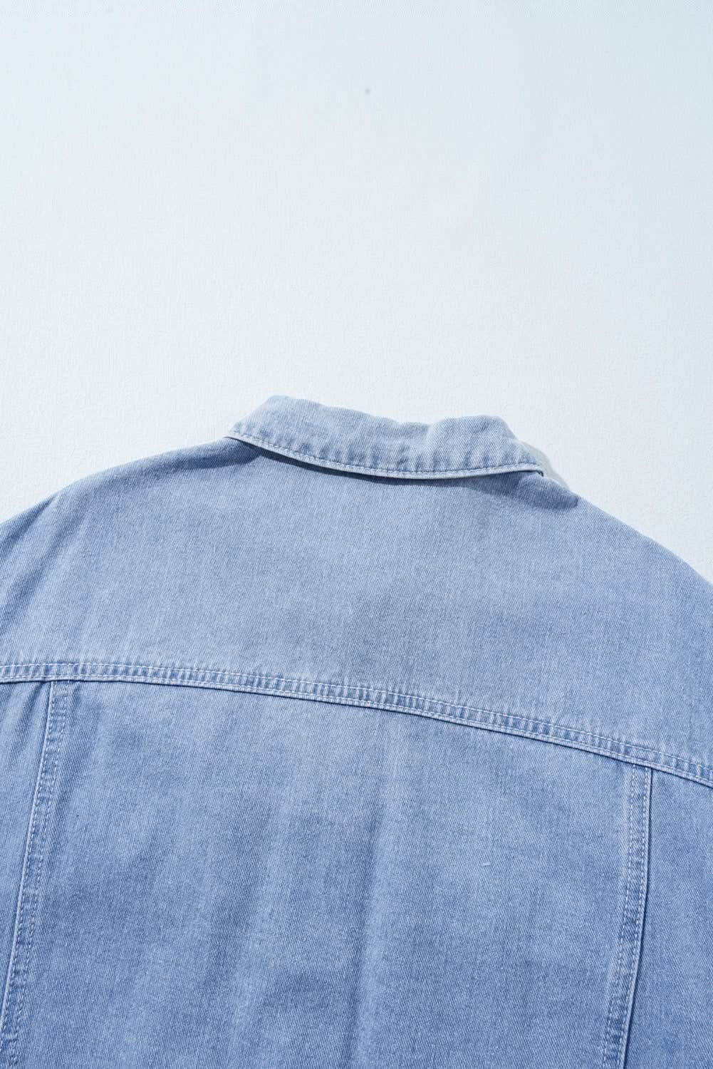 Khaki Plaid Patchwork Buttoned Oversized Denim Jacket - Love Salve 