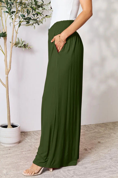 ShopBasicbae: Smocked Wide Leg Pants