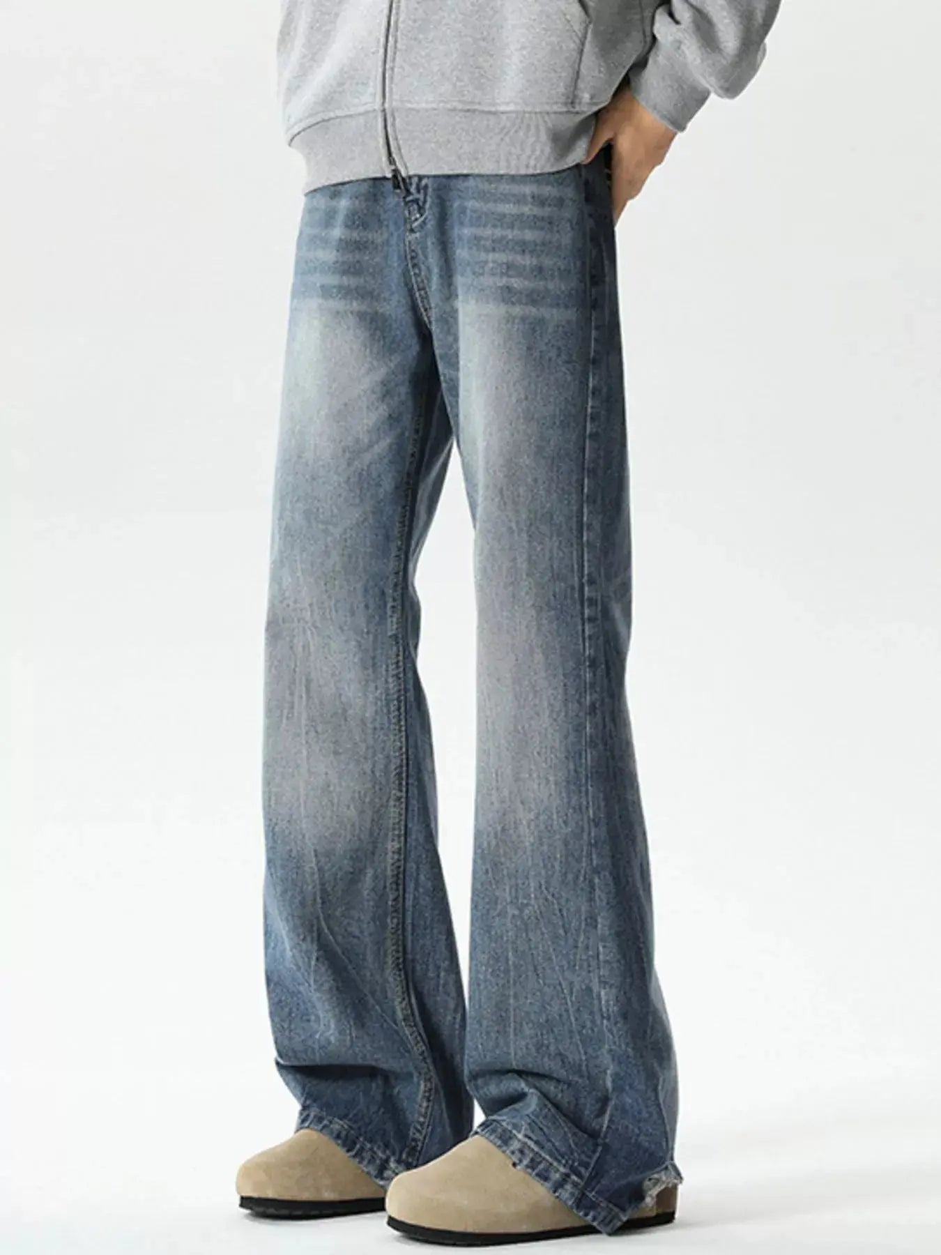 Men's Plus Size Vintage Wash Wide Leg Jeans Simply Love
