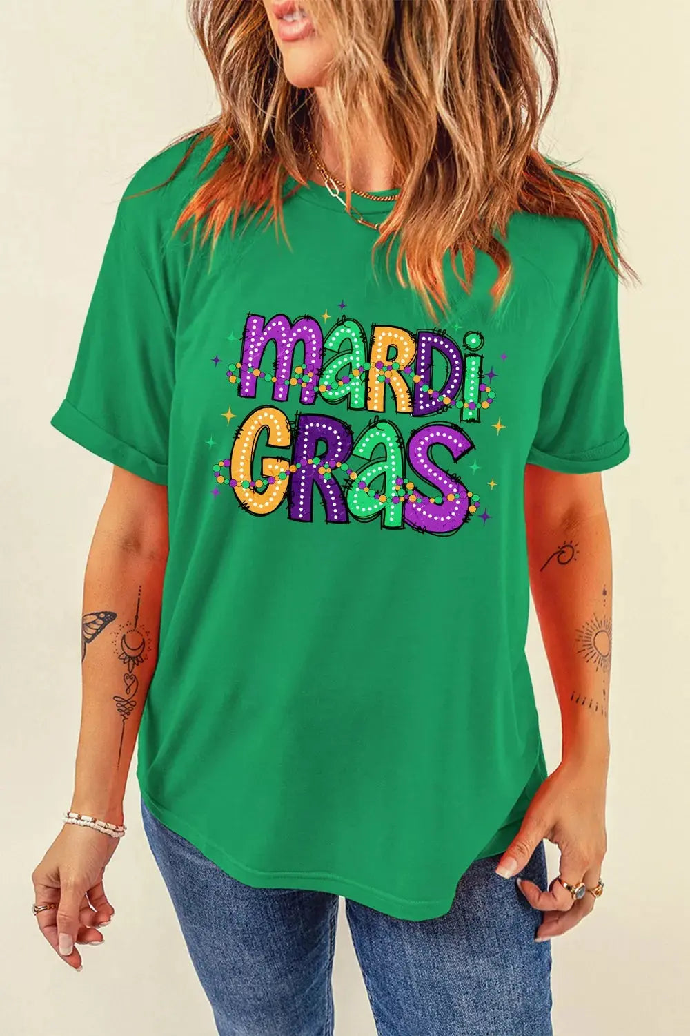 MARDI GRAS Delightful Letter Graphic T Shirt Simply Love