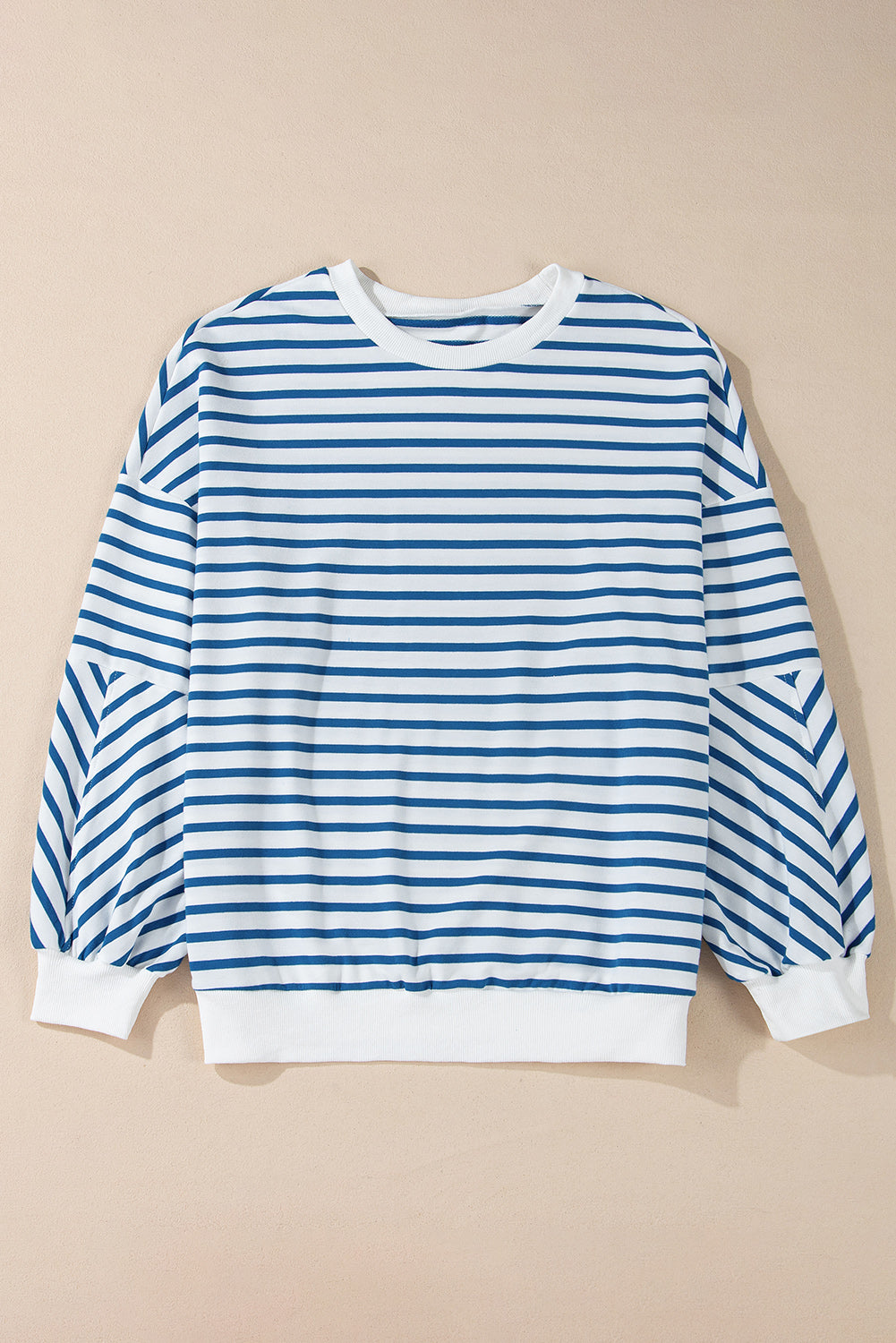 Chic blue striped oversized sweatshirt