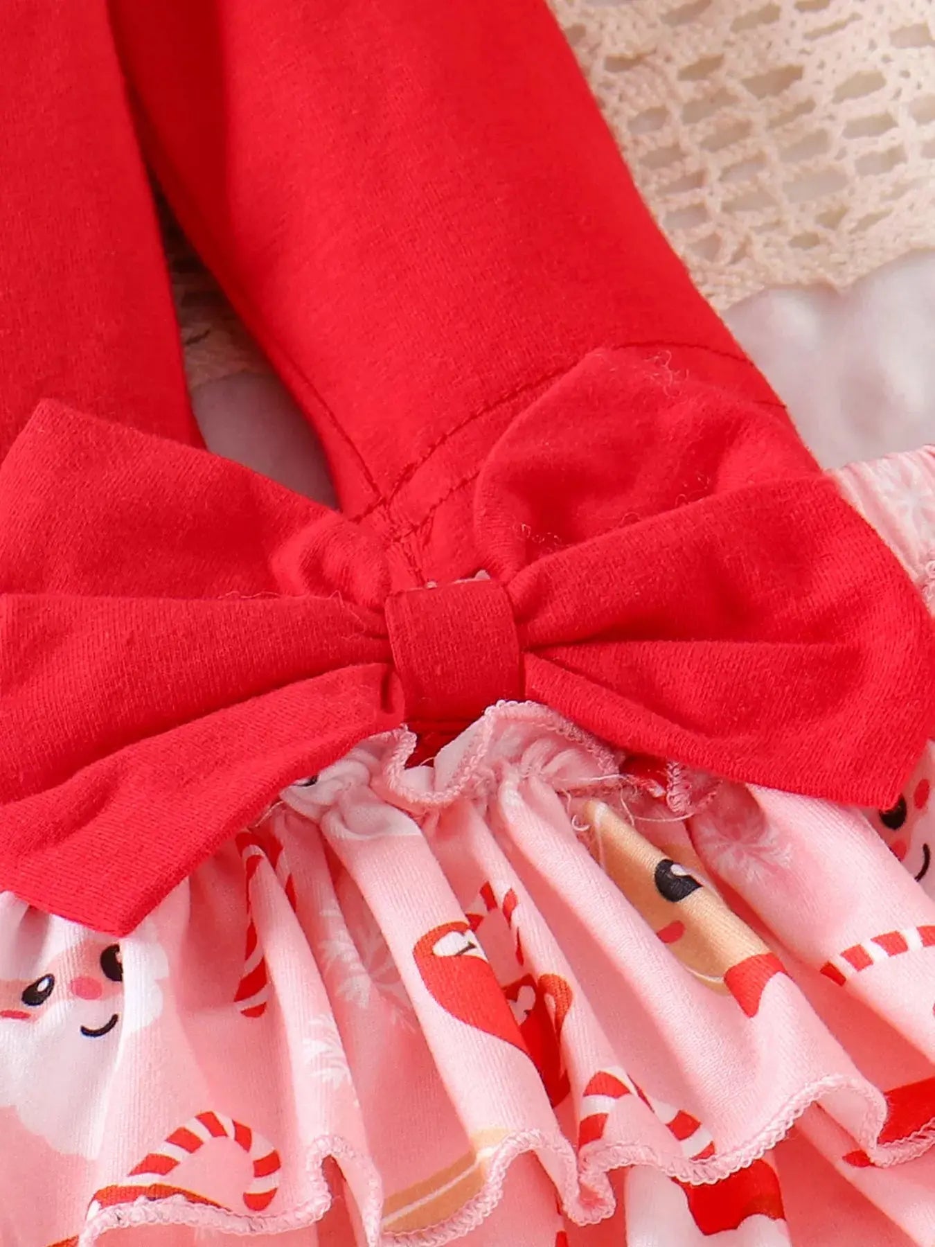 Children's Christmas Ruffled Long Sleeve Top and Skirt Set with Headband Simply Love