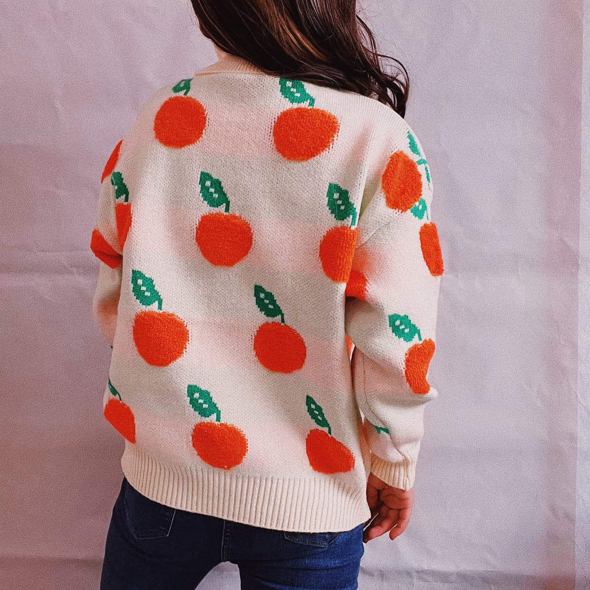 Fruit Pattern Turtleneck Dropped Sweater.