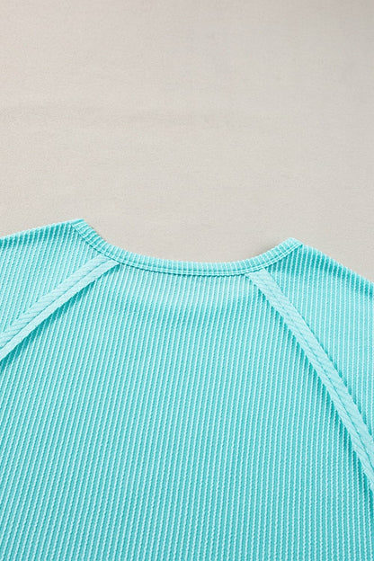 Plus Size Textured Round Neck Short Sleeve Top.