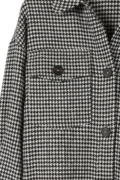 Houndstooth long shirt jacket