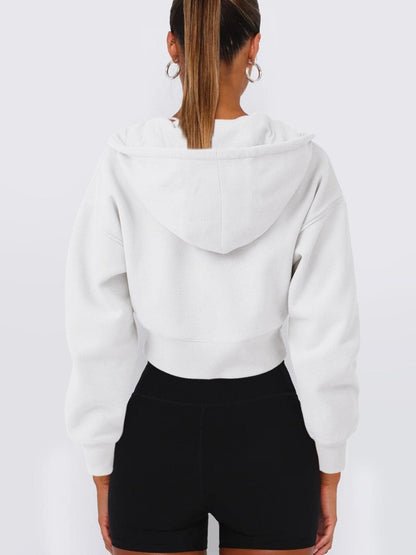 Cropped zip-up hoodie for women