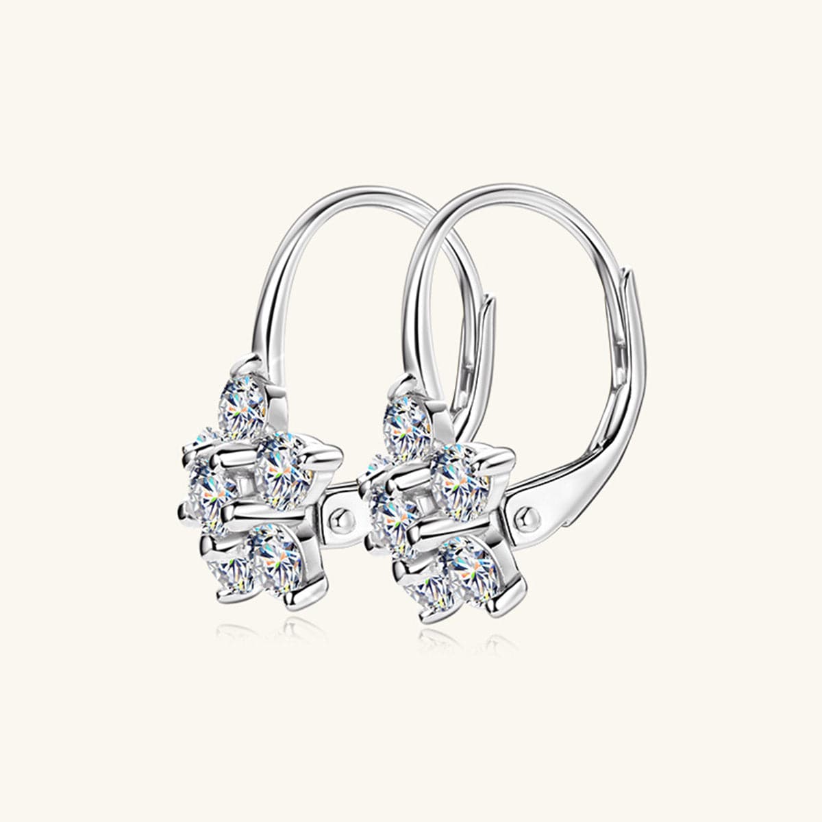 1.2 Carat 925 Sterling Silver Moissanite Flower Huggie Earrings.