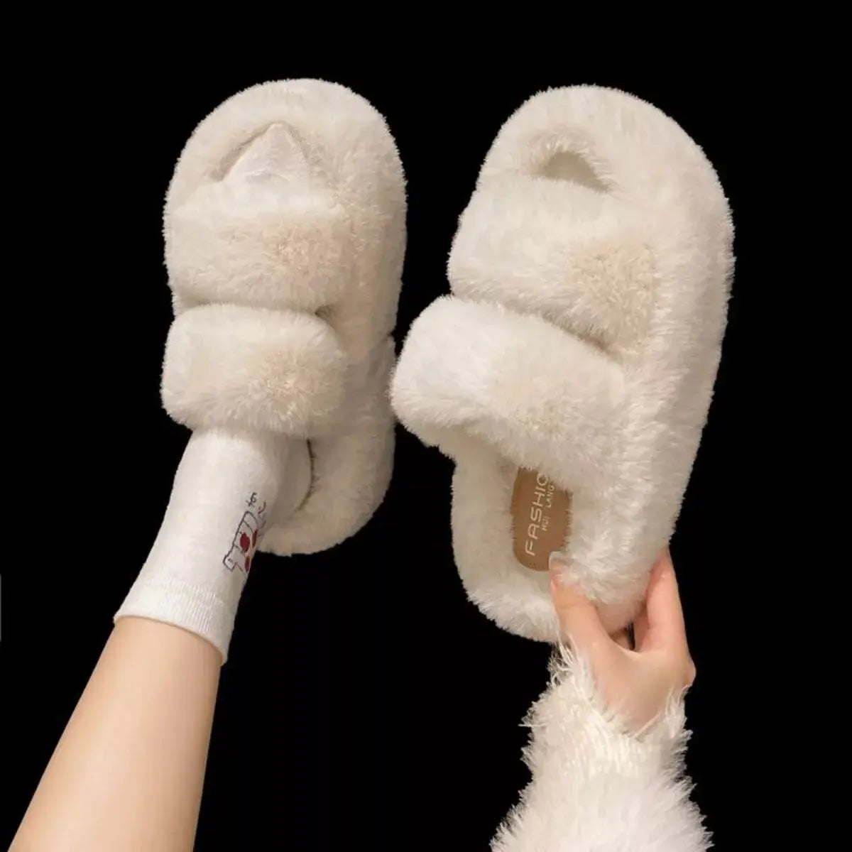 Fuzzy Open Toe Slippers Simply Love