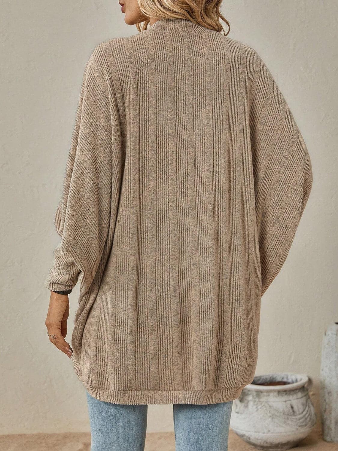 Open Front  Dropped Shoulder Cardigan.