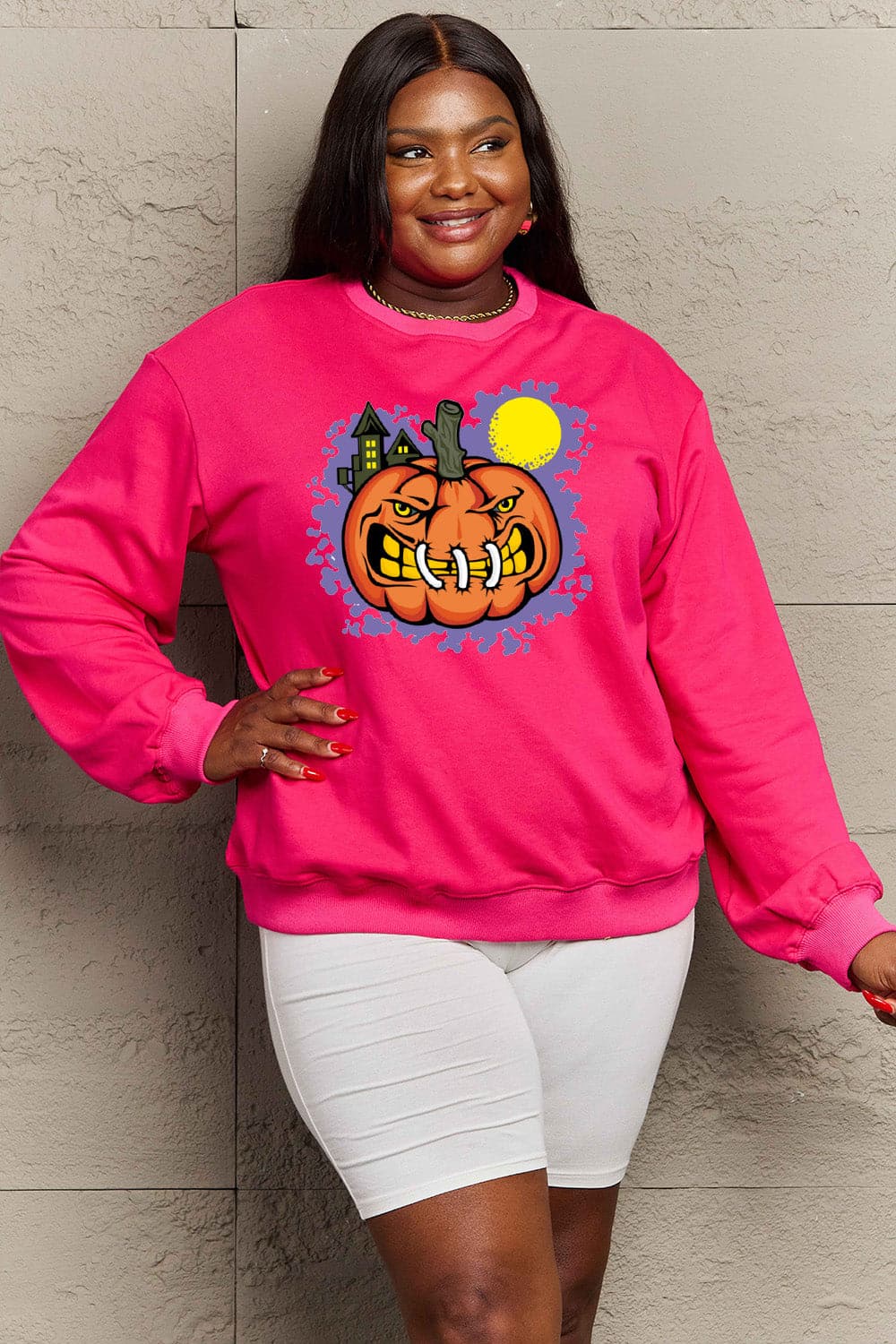 Simply Love Full Size Graphic Round Neck Sweatshirt.