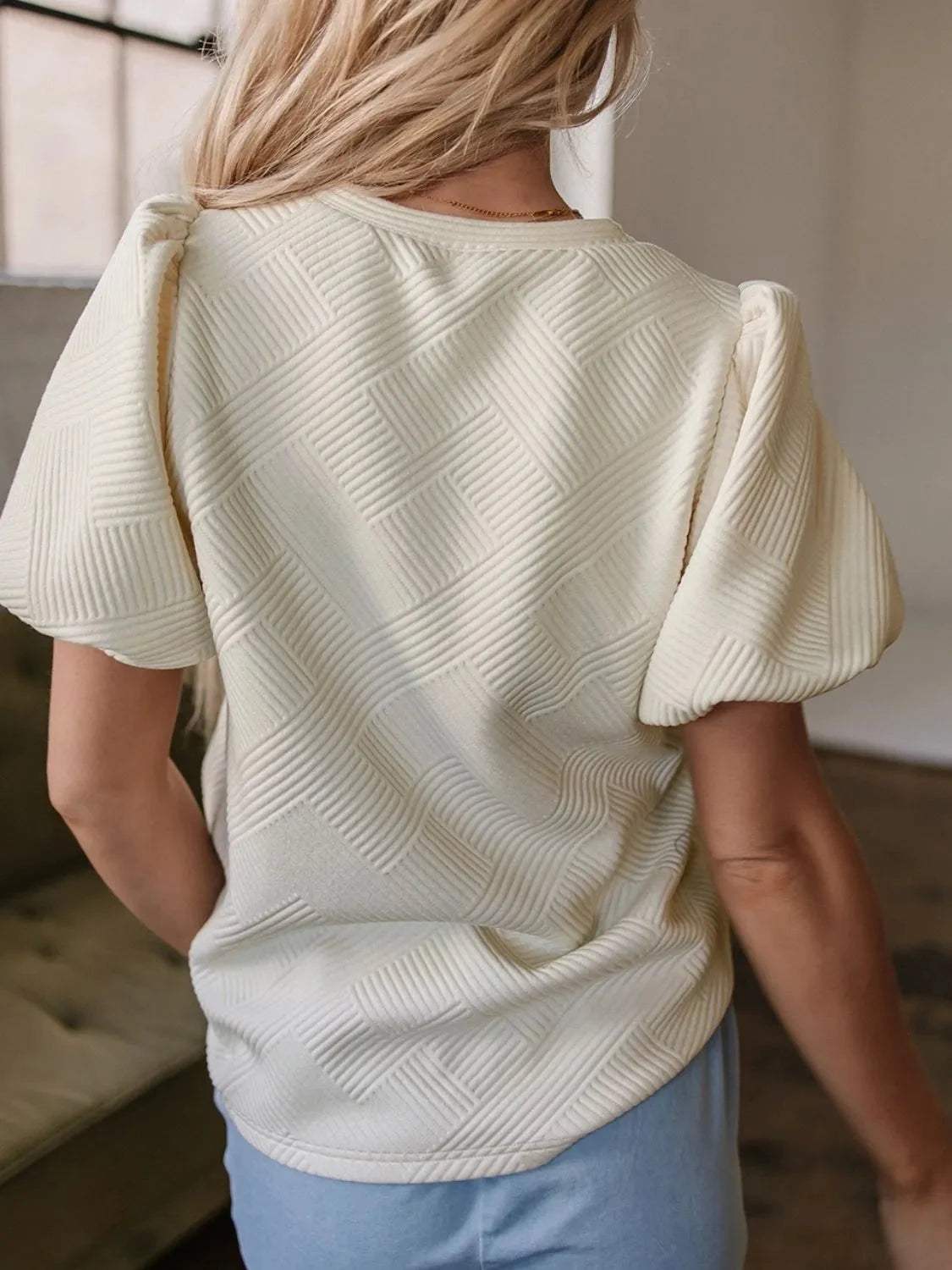 Textured Puff Sleeve T-Shirt Simply Love