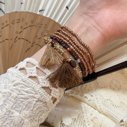 Chic tassel and rice bead bracelet