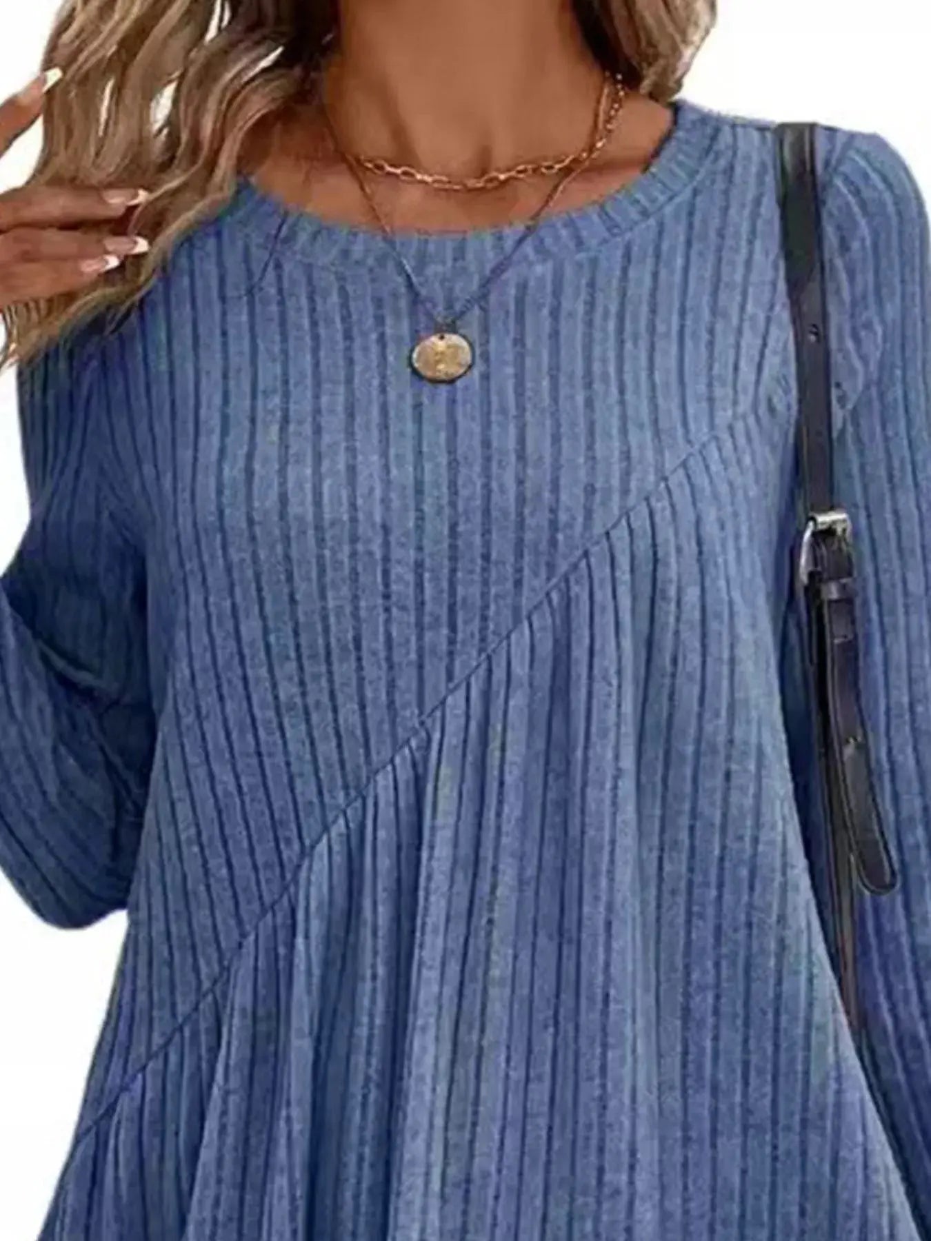 Casual Ribbed Knit Long Sleeve Swing Dress Simply Love