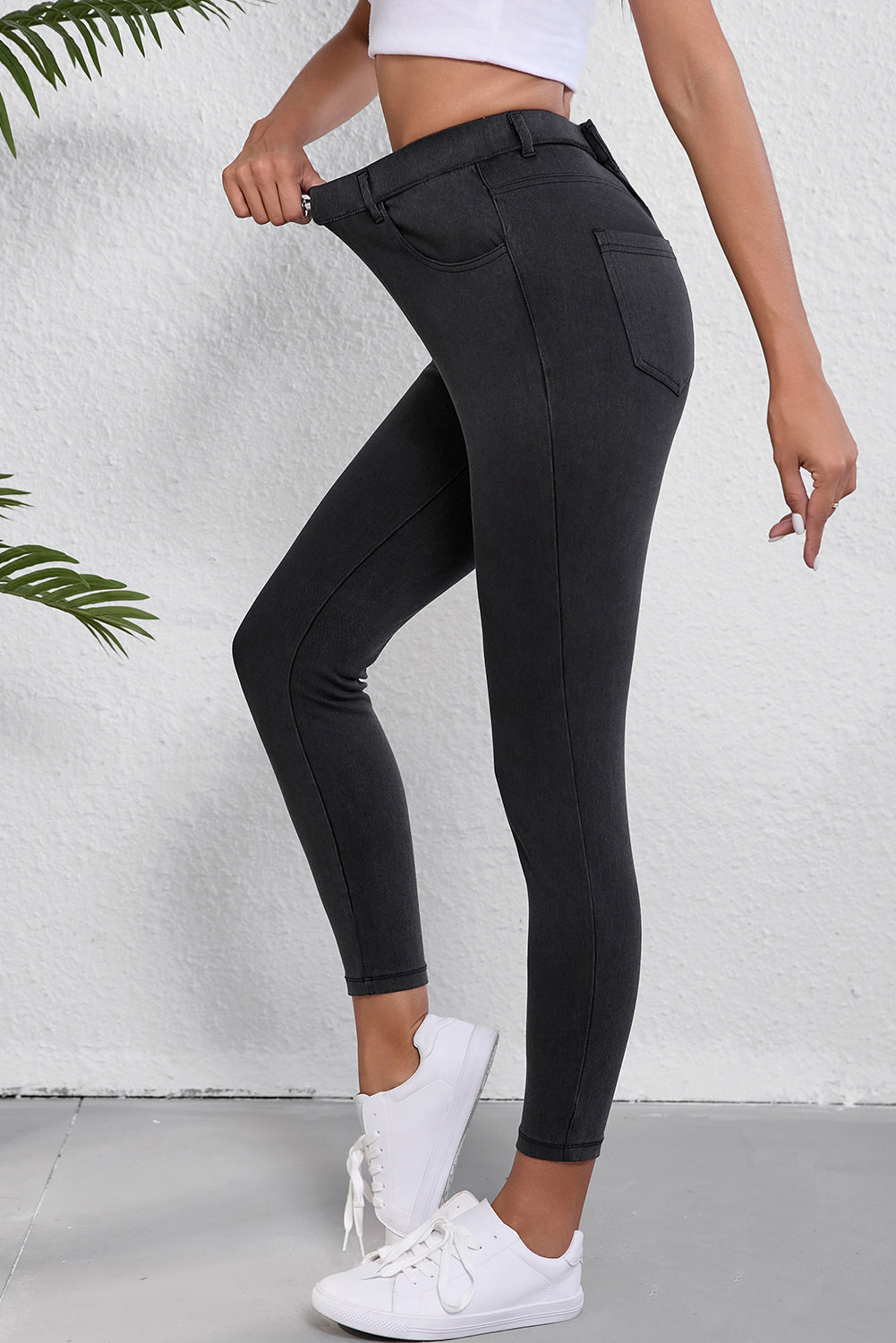 Chic black high-waisted skinny ankle jeans