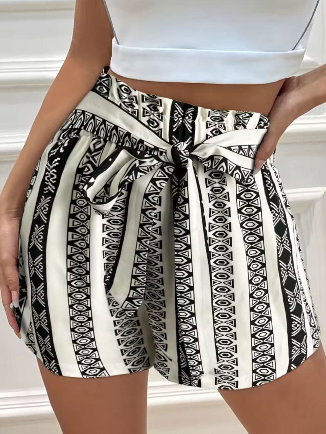 Tied Geometric Shorts.