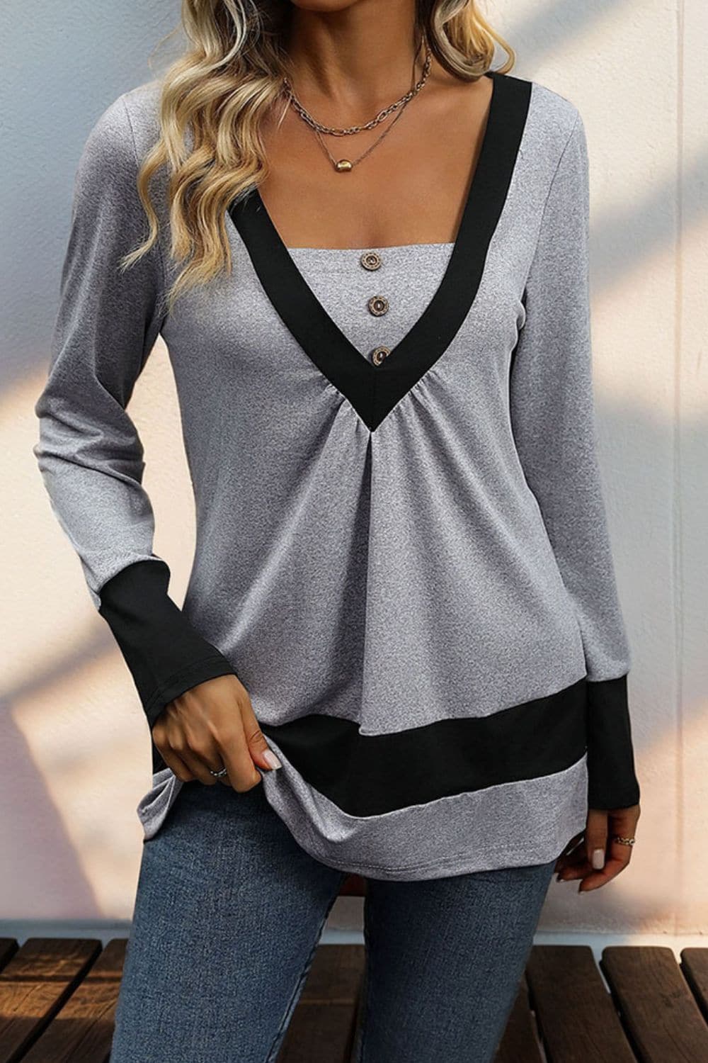 Contrast Long Sleeve T-Shirt.