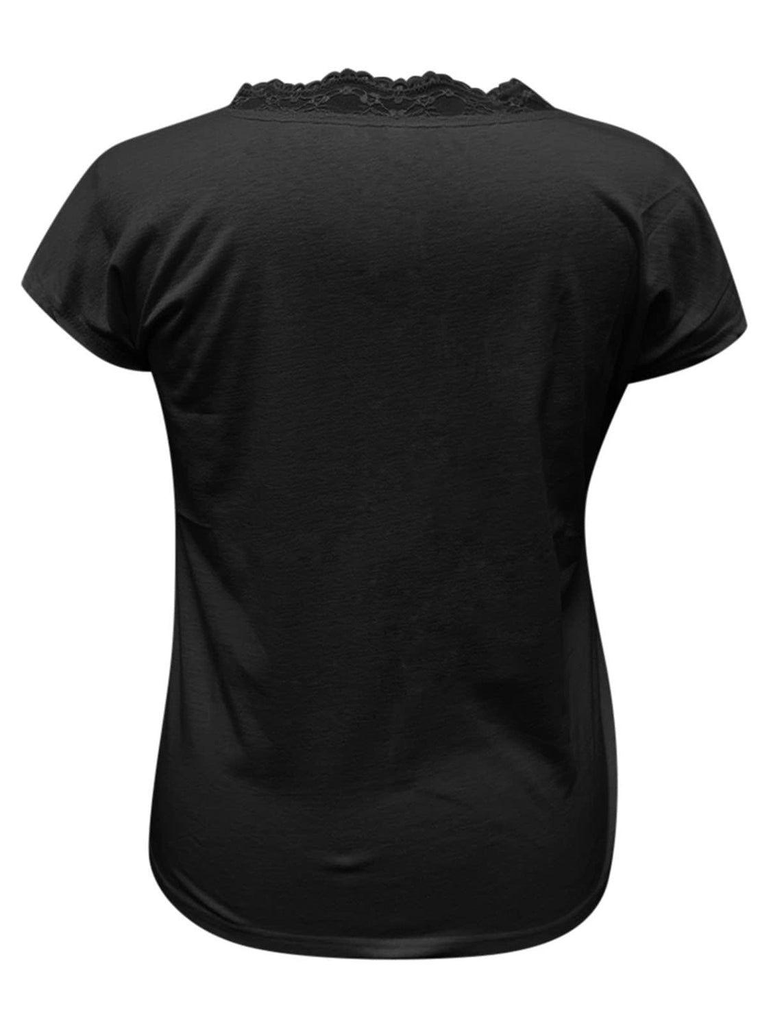 Full Size Lace Detail V-Neck Short Sleeve Blouse Coco’s Tee Boutique