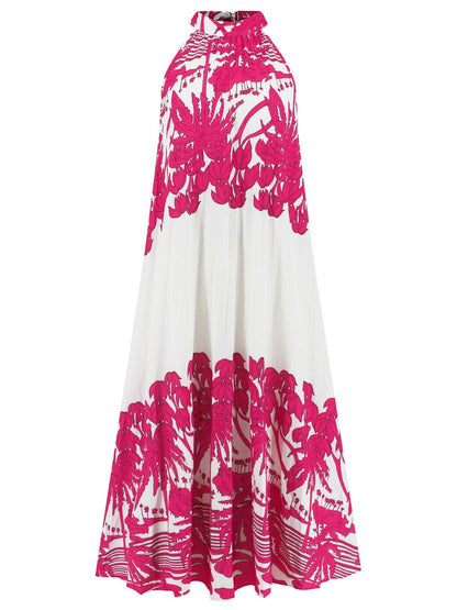 Tied Printed Sleeveless Midi Dress.