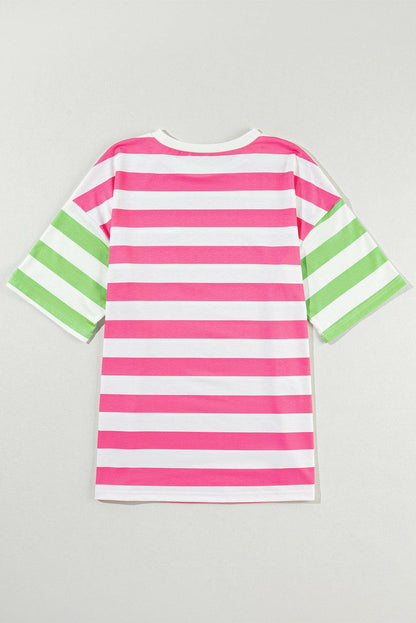 Striped Round Neck Half Sleeve T-Shirt.