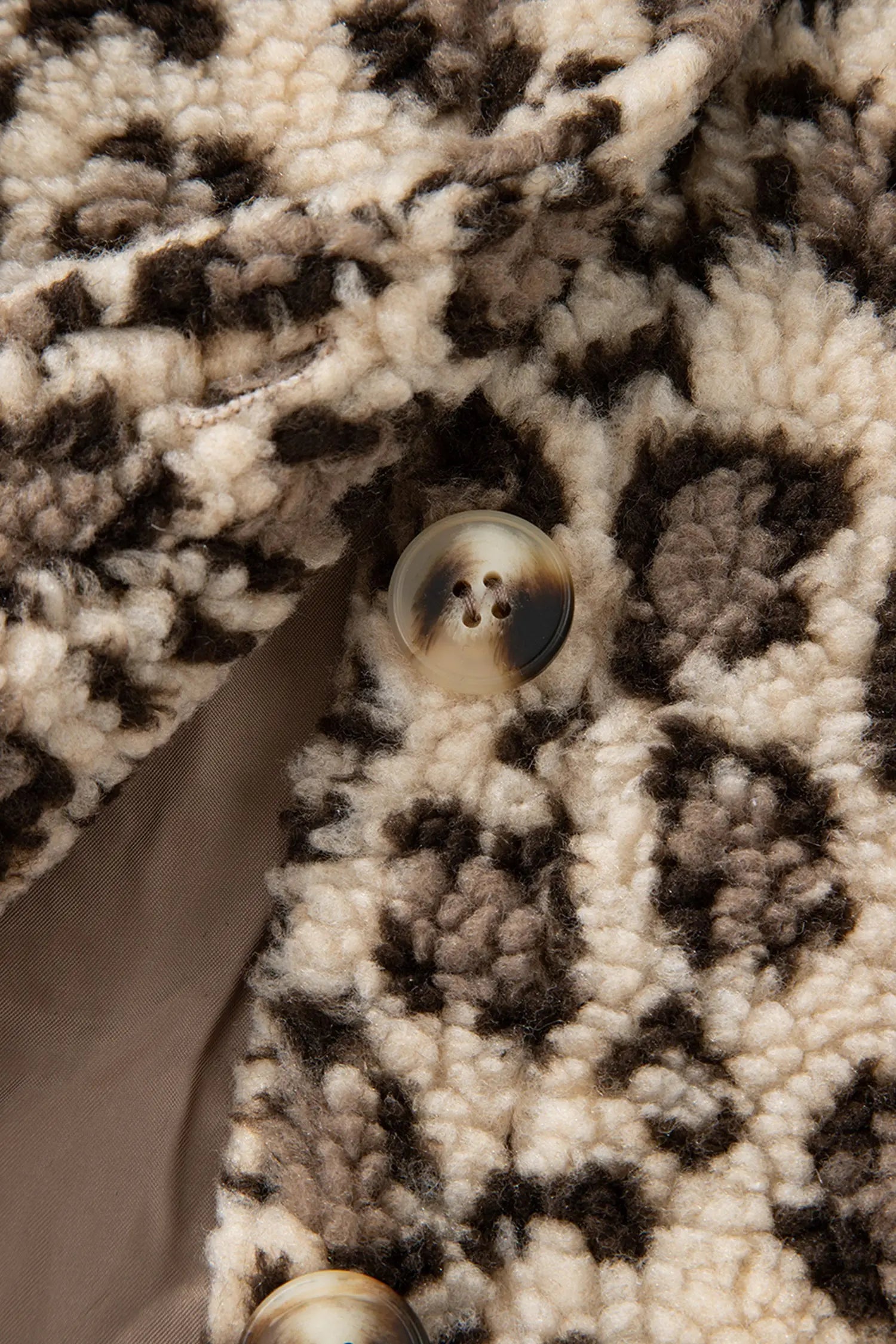 Dear-Lover Brown Leopard Sherpa Jacket Women's Winter Warm Plush-Lined Button Up Dear-Lover Dropshipping