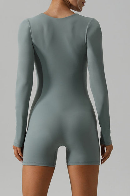 Square Neck Long Sleeve Active Romper.