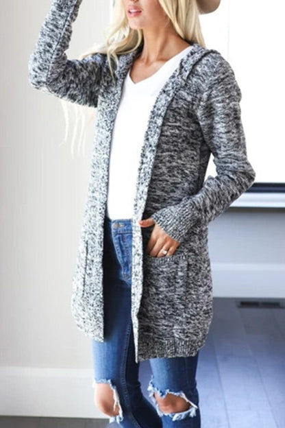 Heathered Open Front Cardigan with Pockets.