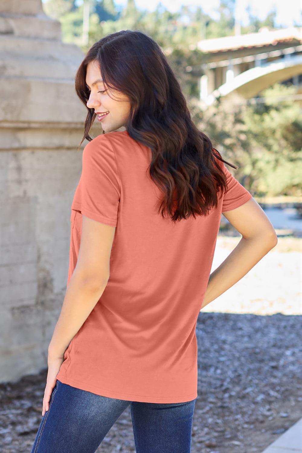 Basic Bae Bamboo Full Size  V-Neck Short Sleeve T-Shirt.