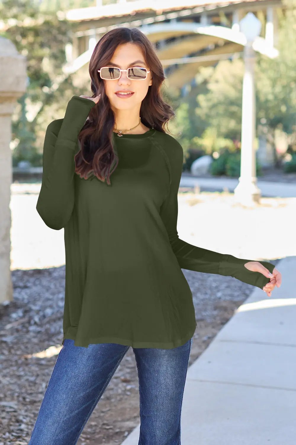 Basic Bae Full Size Round Neck Long Sleeve T-Shirt - Love Salve