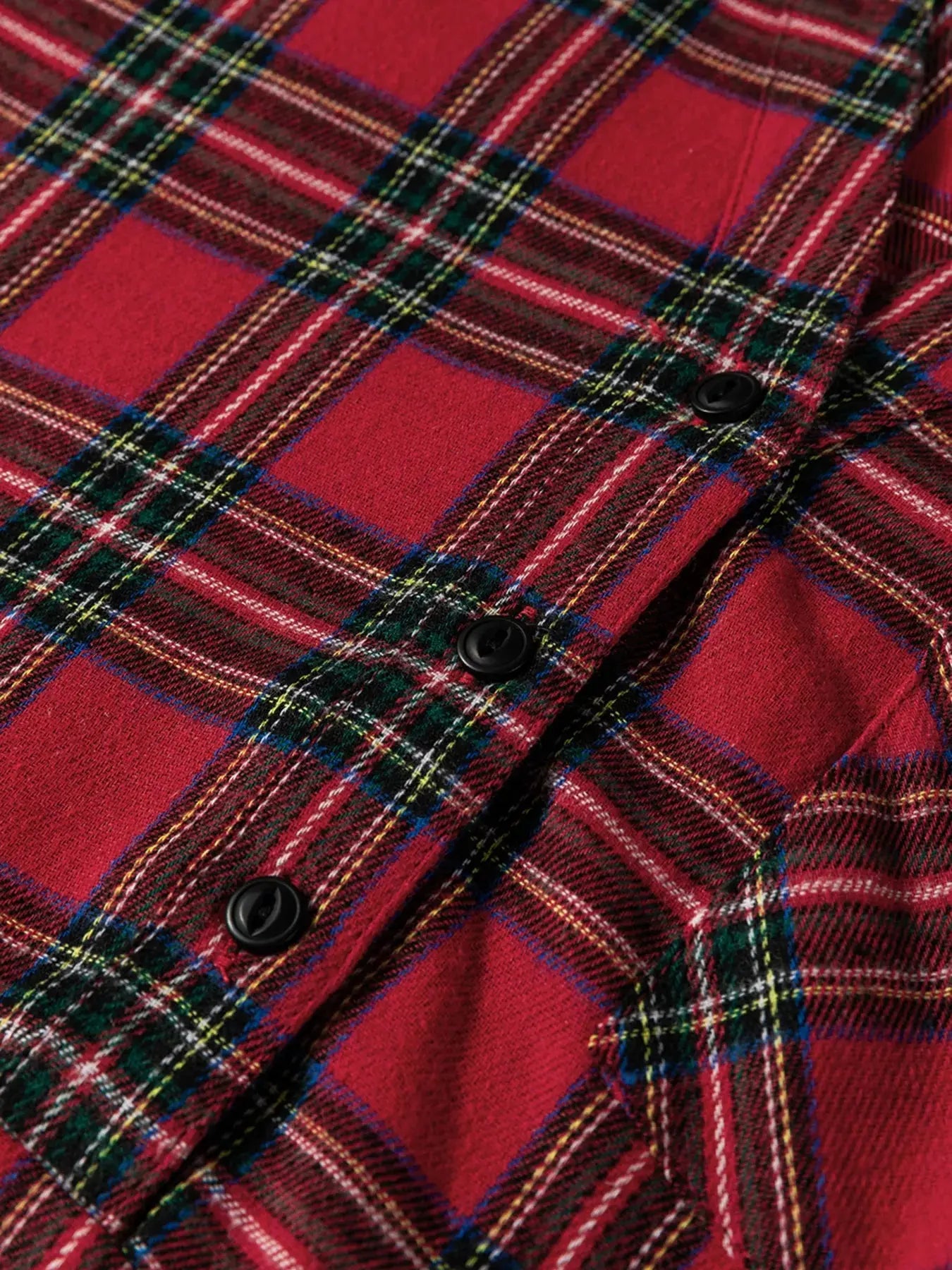 Plaid Shirt Collar Half Button Ruffle Hem Long Sleeve Mini Dress Simply Love