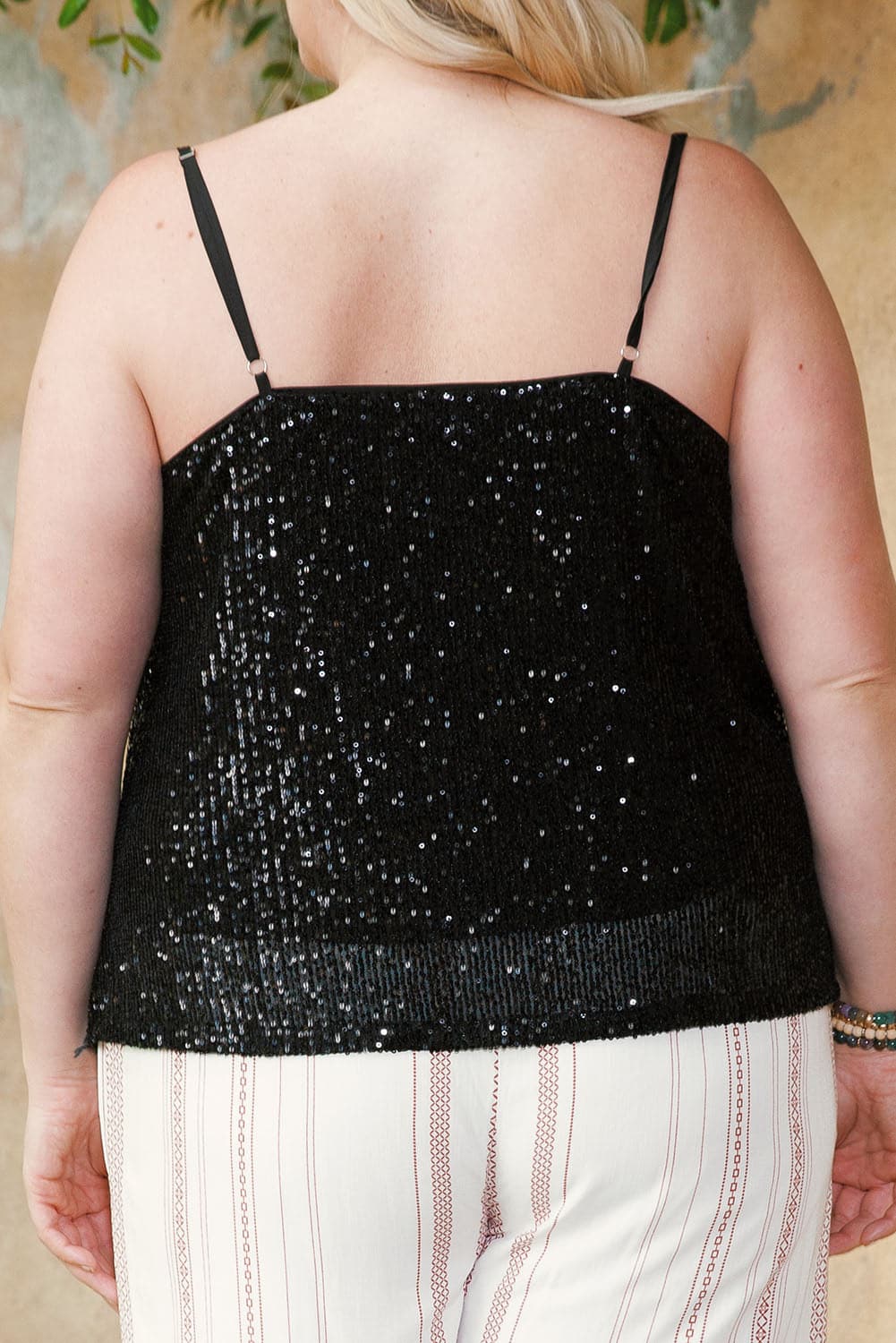 Plus Size Sequin Cowl Neck Cami.