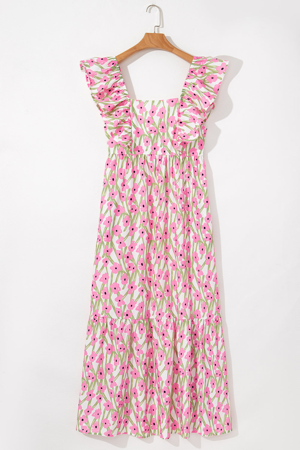 Angelica Floral Ruffled Strap Maxi Dress - Love Salve 
