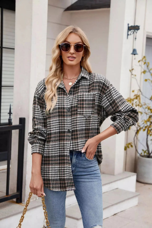 Casual Plaid Long Sleeve Shirt Simply Love