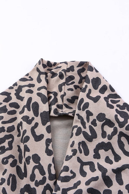 Leopard Open Front Long Sleeve Cover-Up.