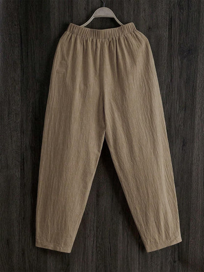 Comfortable sheer pocket pants with elastic waistband