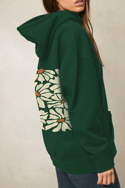 Simply Love: Floral Hoodie, Dropped Shoulder