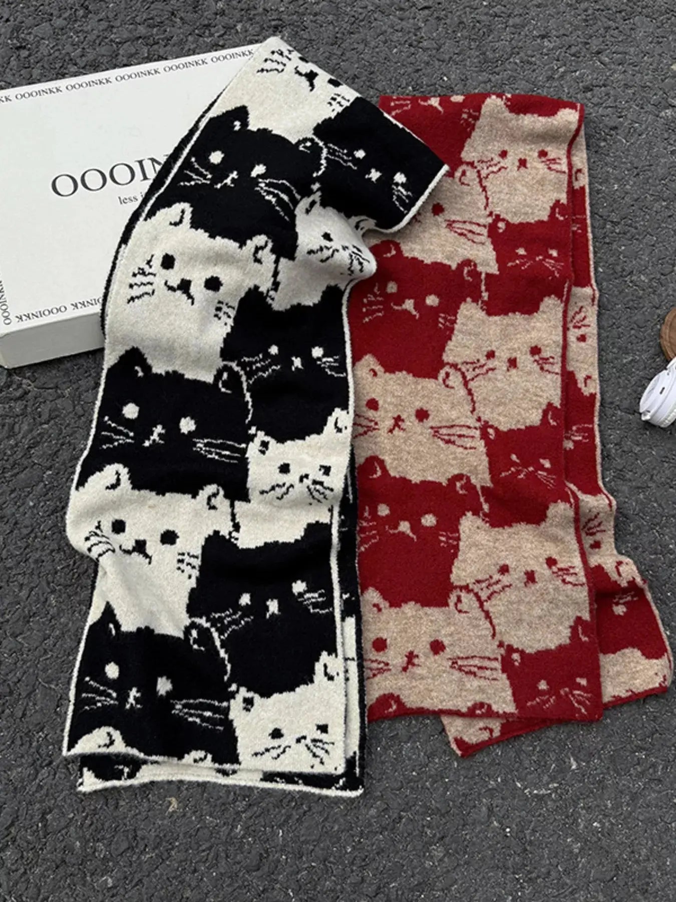 Cute Cat Pattern Knitted Scarf Simply Love