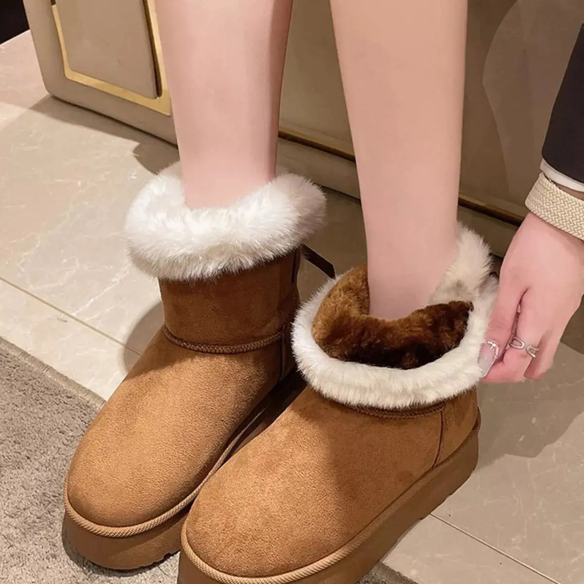 Round Toe Fuzzy Boots Simply Love