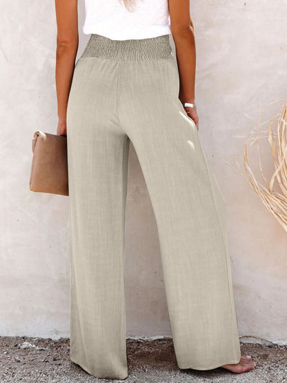 High-Waisted Decorative Button Trousers