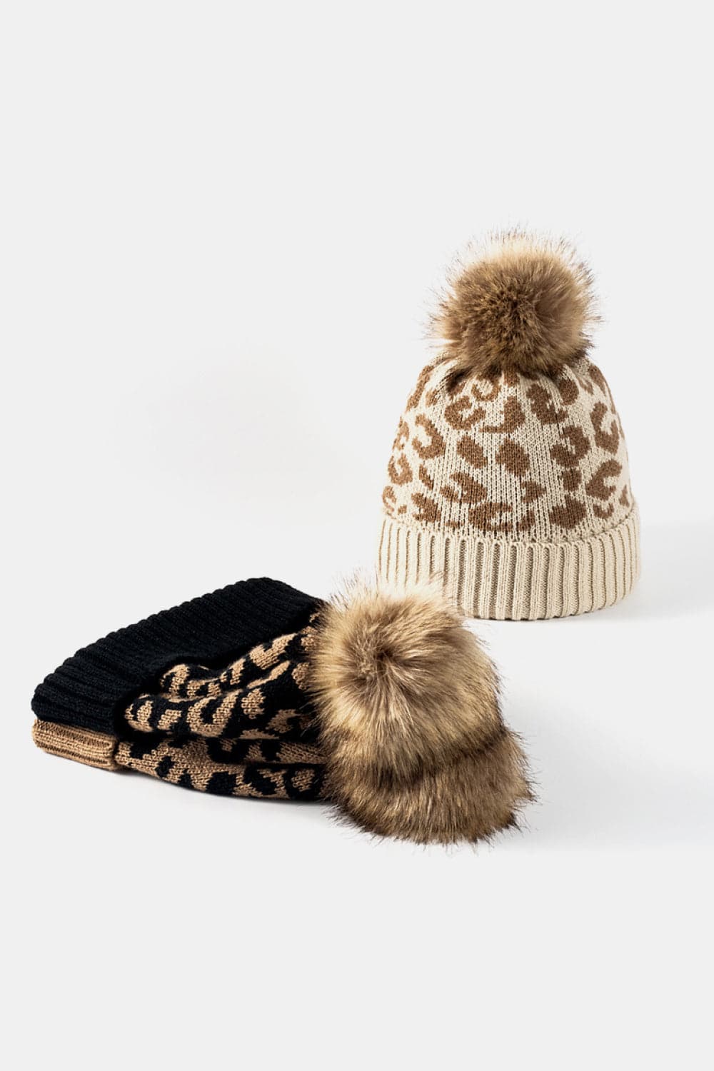 Leopard Pom-Pom Cuffed Beanie.