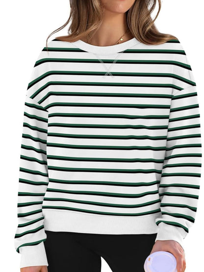 Cozy stripes: Long sleeve round neck sweatshirt