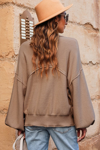 Round Neck Dropped Shoulder Sweater.