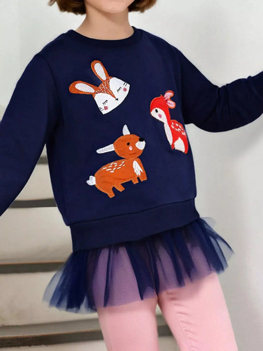 Children's Cute Animal Tulle Hem Sweatshirt Simply Love