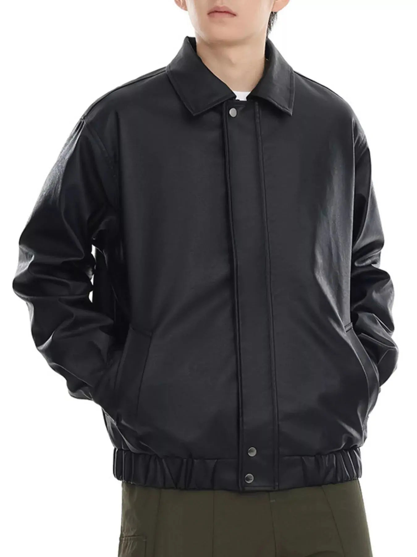 Men's Plus Size Classic Faux Leather Jacket Simply Love
