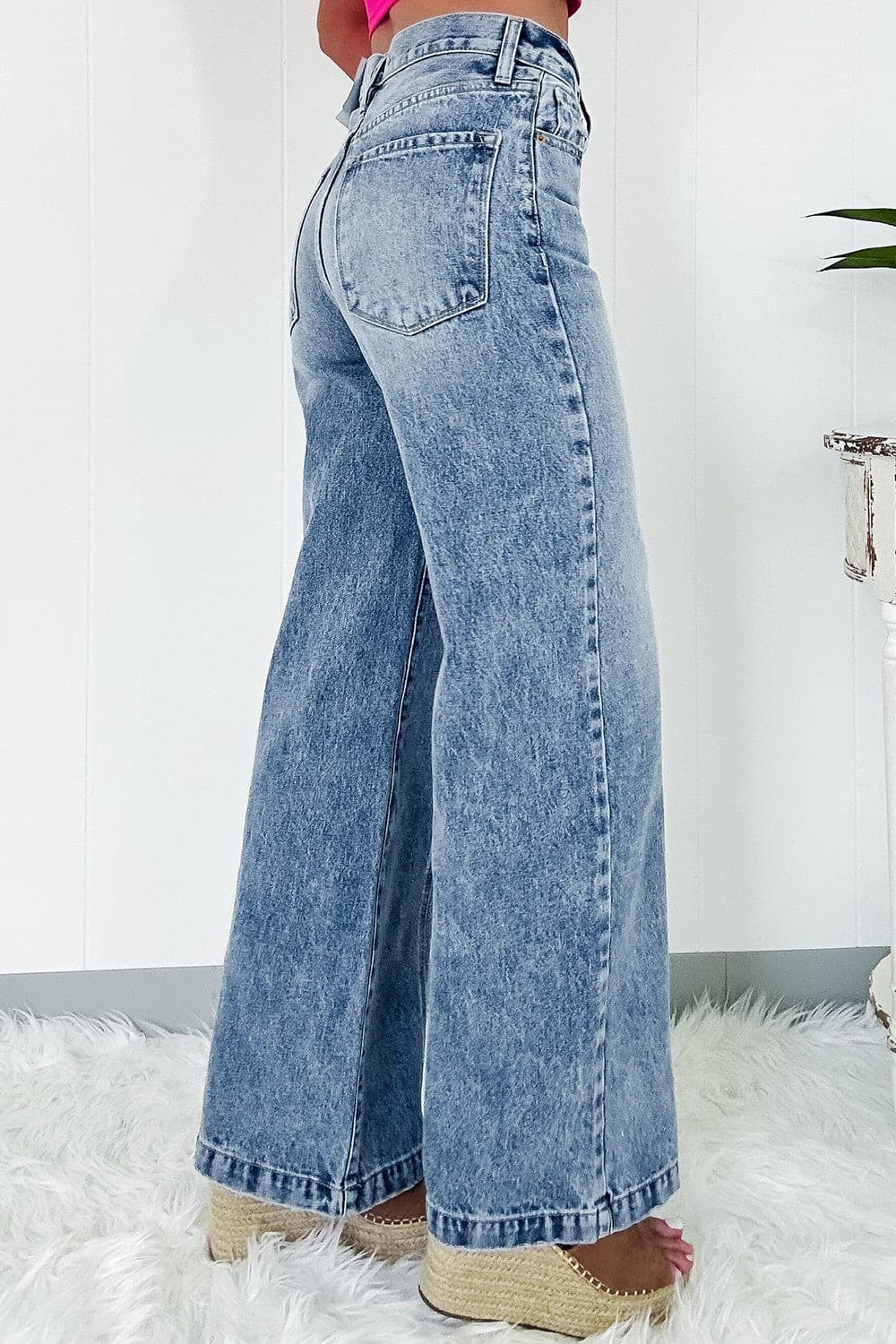 High Waist Wide Leg Jeans.