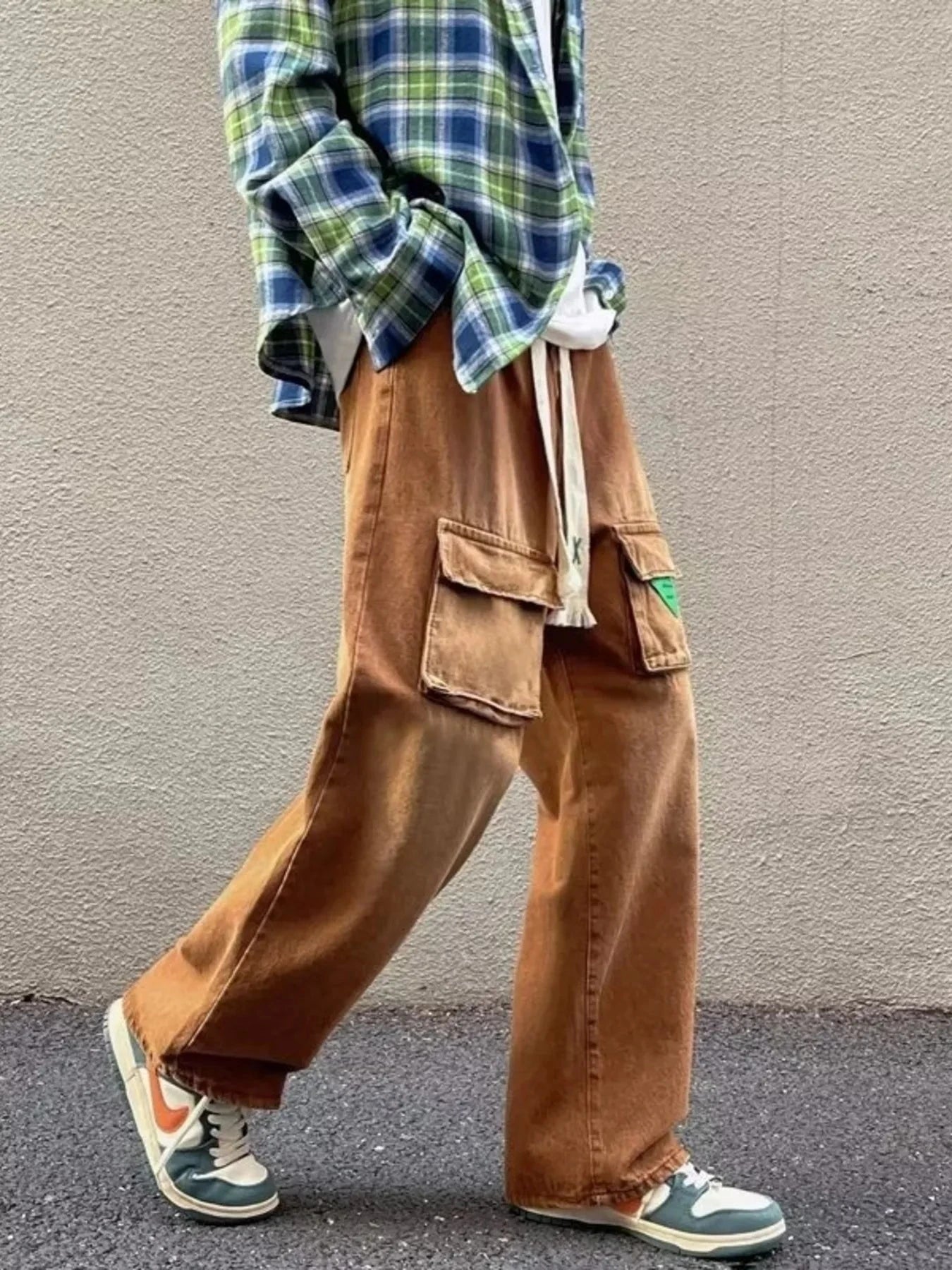 Men's Full Size Vintage Washed Wide Leg Cargo Jeans Plus Size Simply Love