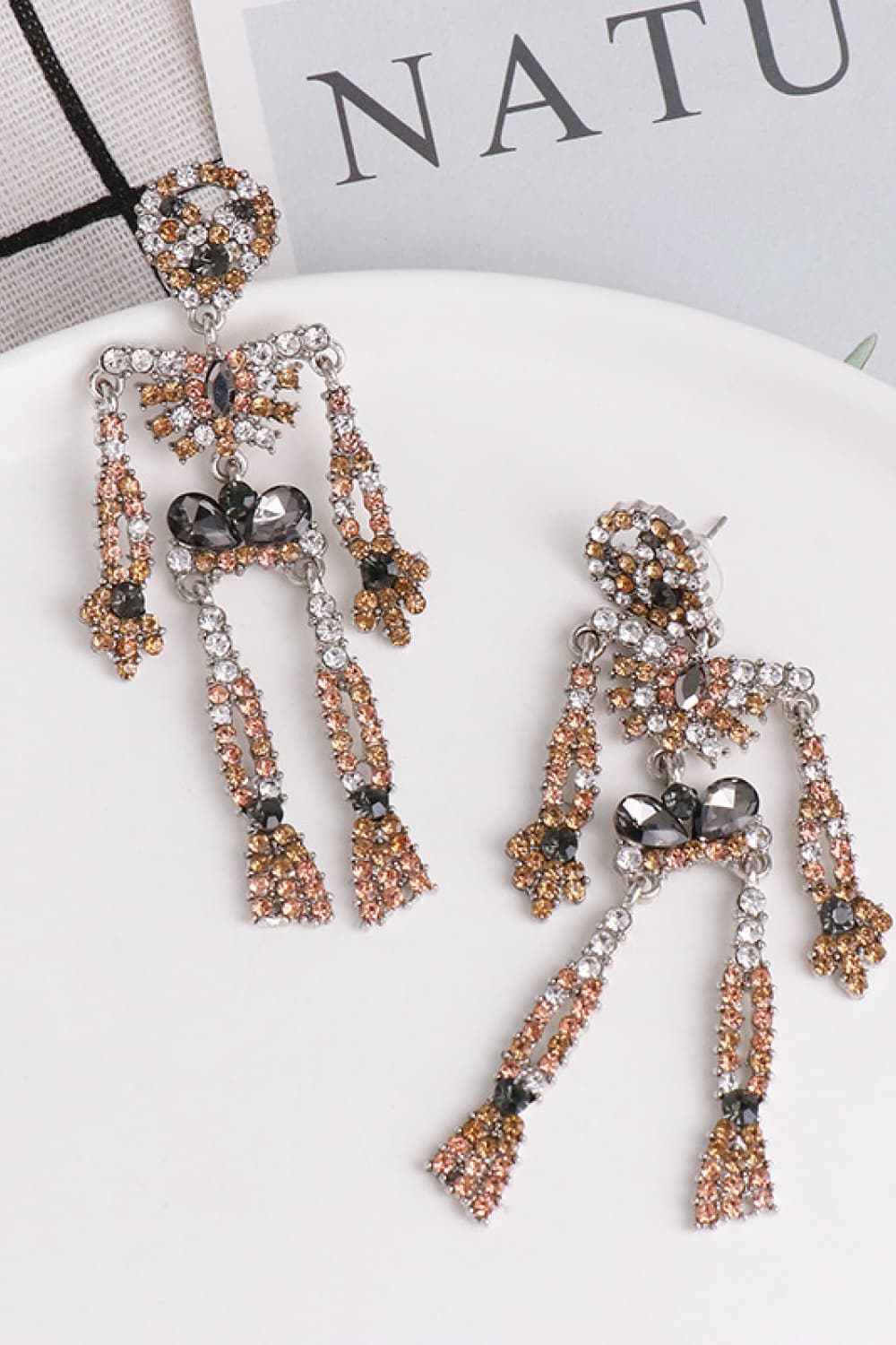 Skeleton Glass Stone Earrings